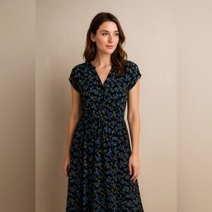 ISABEL GARCIA Black Floral Midi Dress XS